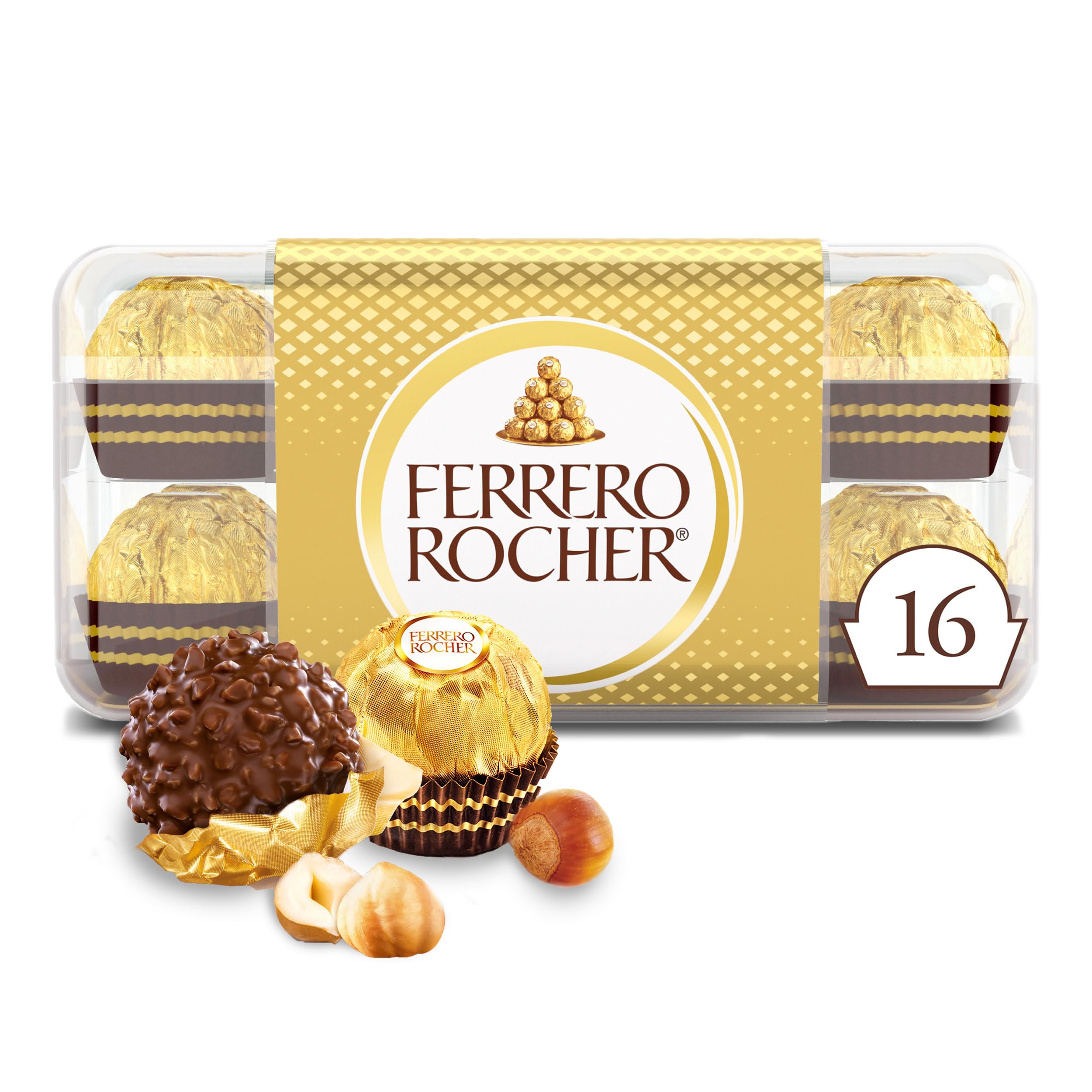 Ferrero Rocher, 16 Count, Premium Milk Chocolate Hazelnut